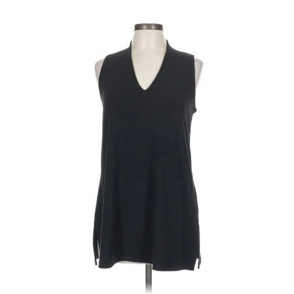 Sympli Women's Sz 10 black sleeveless V Neckline Top Pullover Shirt Blouse fluid
